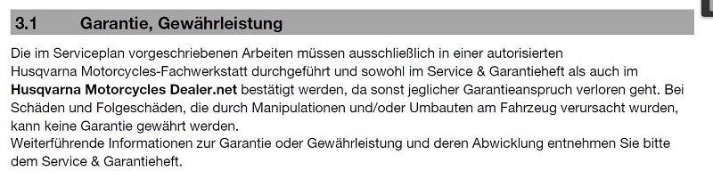 Auszug Garantie Seite 19