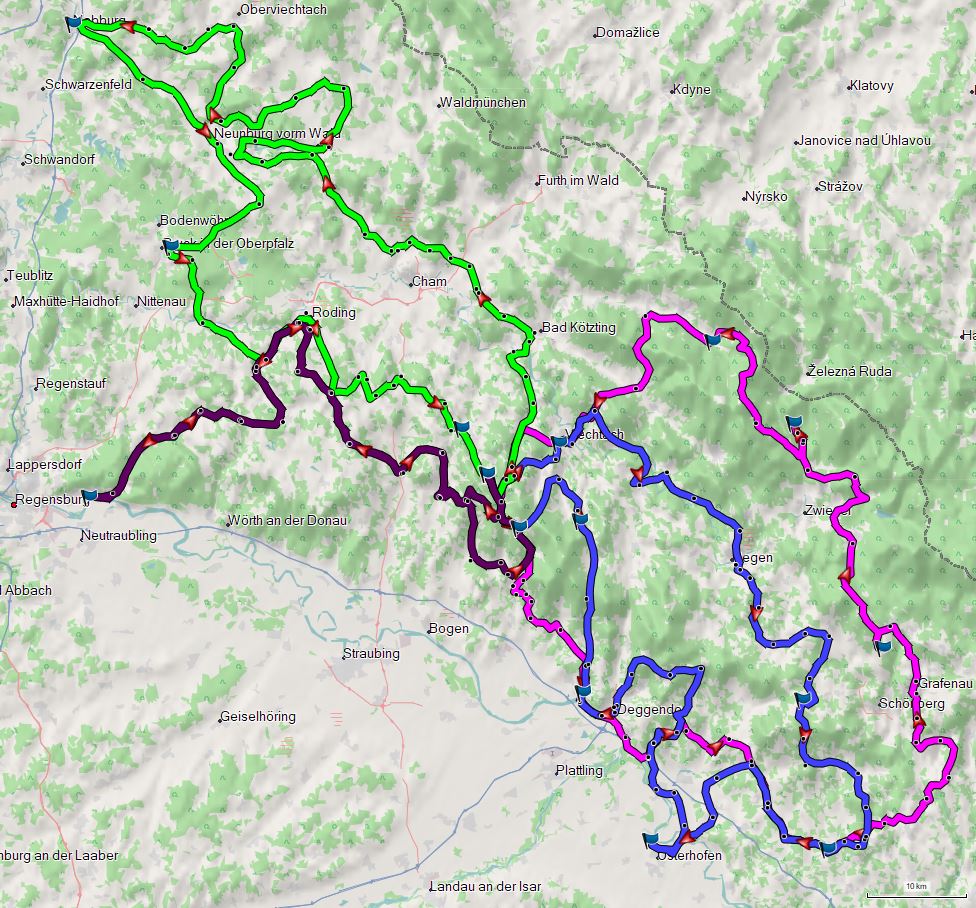 Übersicht der vier Touren für 2022